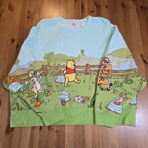 Disney Parks Winnie the Pooh Embroiderd And Printed Pullover Sweatshirt Size L